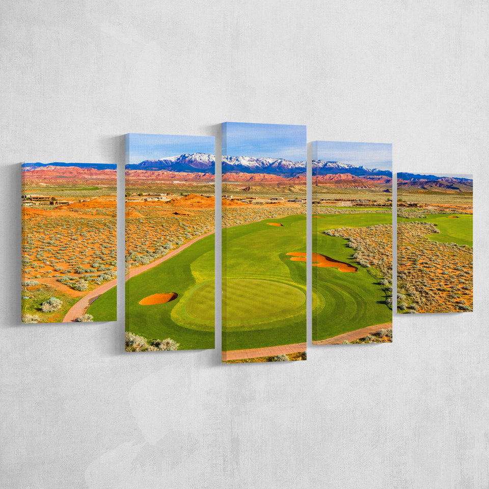 Sand Hollow Golf Course, Hole 4, Golf Art Print, 5 Panels Canvas Prints Wall Art Decor