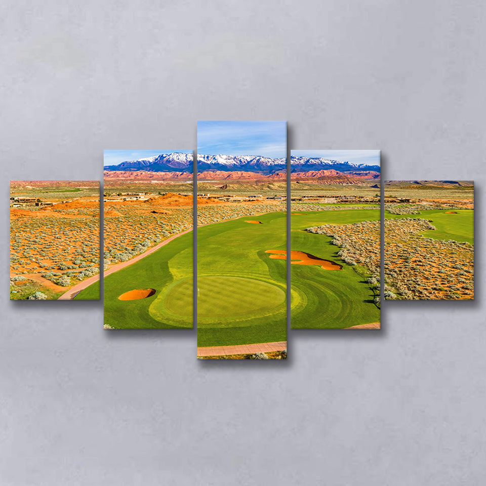 Sand Hollow Golf Course, Hole 4, Golf Art Print, 5 Panels Canvas Prints Wall Art Decor