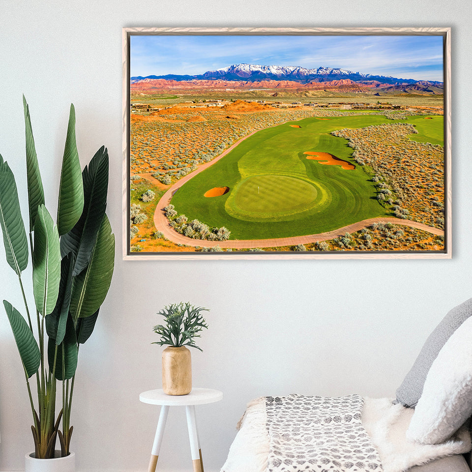 Sand Hollow Golf Course, Hole 4, Golf Art Print, Framed Canvas Prints Wall Art Decor, Floating Frame