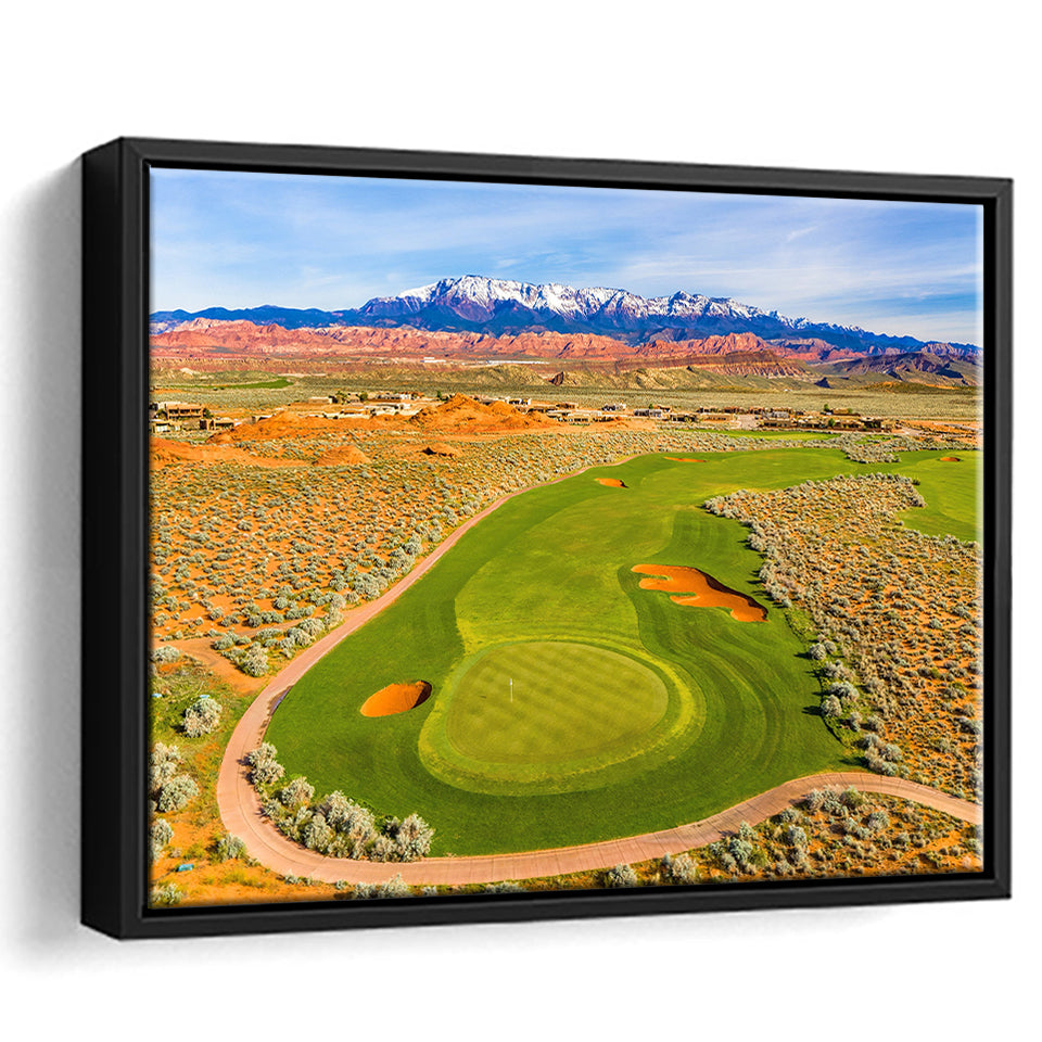 Sand Hollow Golf Course, Hole 4, Golf Art Print, Framed Canvas Prints Wall Art Decor, Floating Frame