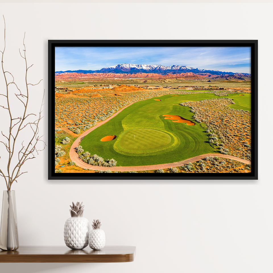 Sand Hollow Golf Course, Hole 4, Golf Art Print, Framed Canvas Prints Wall Art Decor, Floating Frame