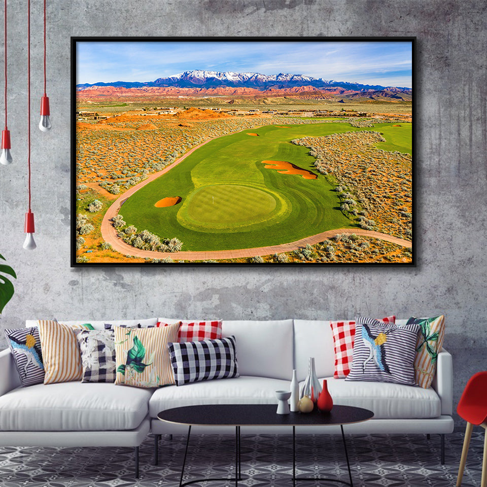 Sand Hollow Golf Course, Hole 4, Golf Art Print, Framed Canvas Prints Wall Art Decor, Floating Frame