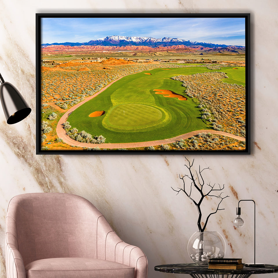 Sand Hollow Golf Course, Hole 4, Golf Art Print, Framed Canvas Prints Wall Art Decor, Floating Frame