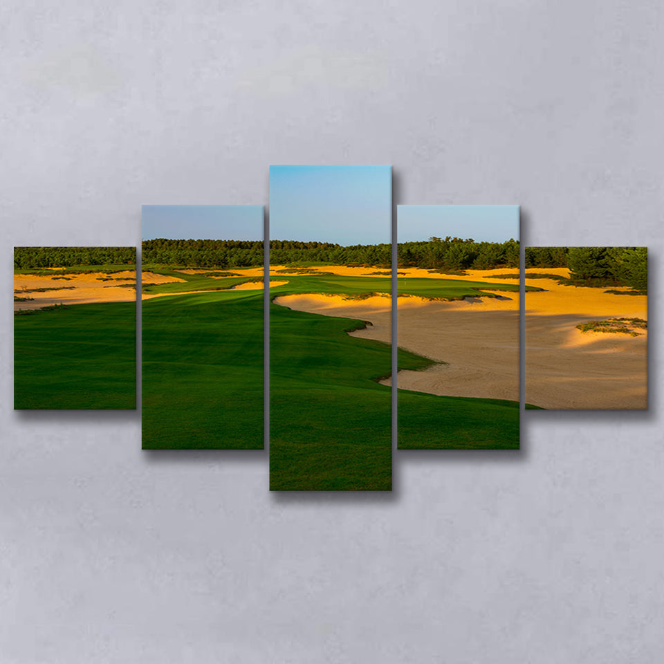 Sand Valley Golf Resort, Mammoth Dunes Course Hole 07, Nekoosa, Wisconsin, Golf Art Print, 5 Panels Canvas Prints Wall Art