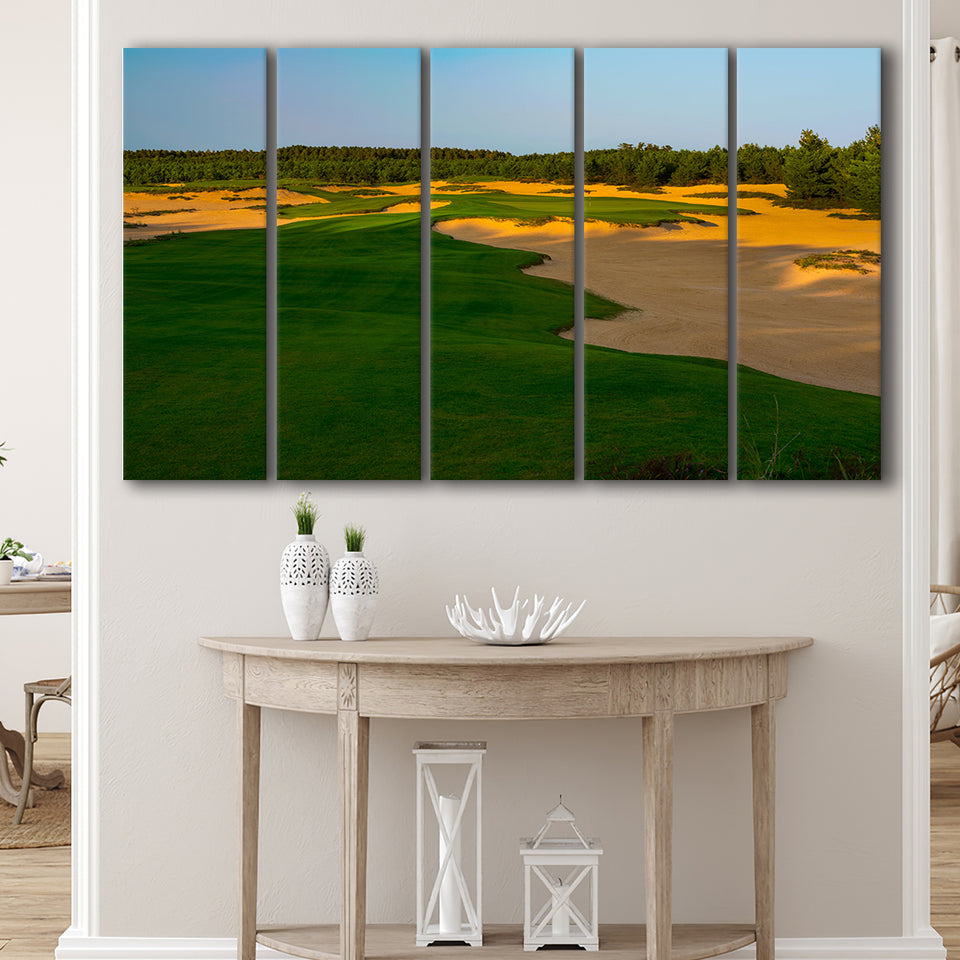 Sand Valley Golf Resort, Mammoth Dunes Course Hole 07, Nekoosa, Wisconsin, 5 Panels Extra Large Canvas Prints Wall Art Decor