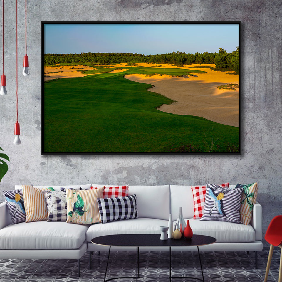 Sand Valley Golf Resort, Mammoth Dunes Course Hole 07, Nekoosa, Wisconsin, Framed Canvas Prints Wall Art Decor, Floating Frame