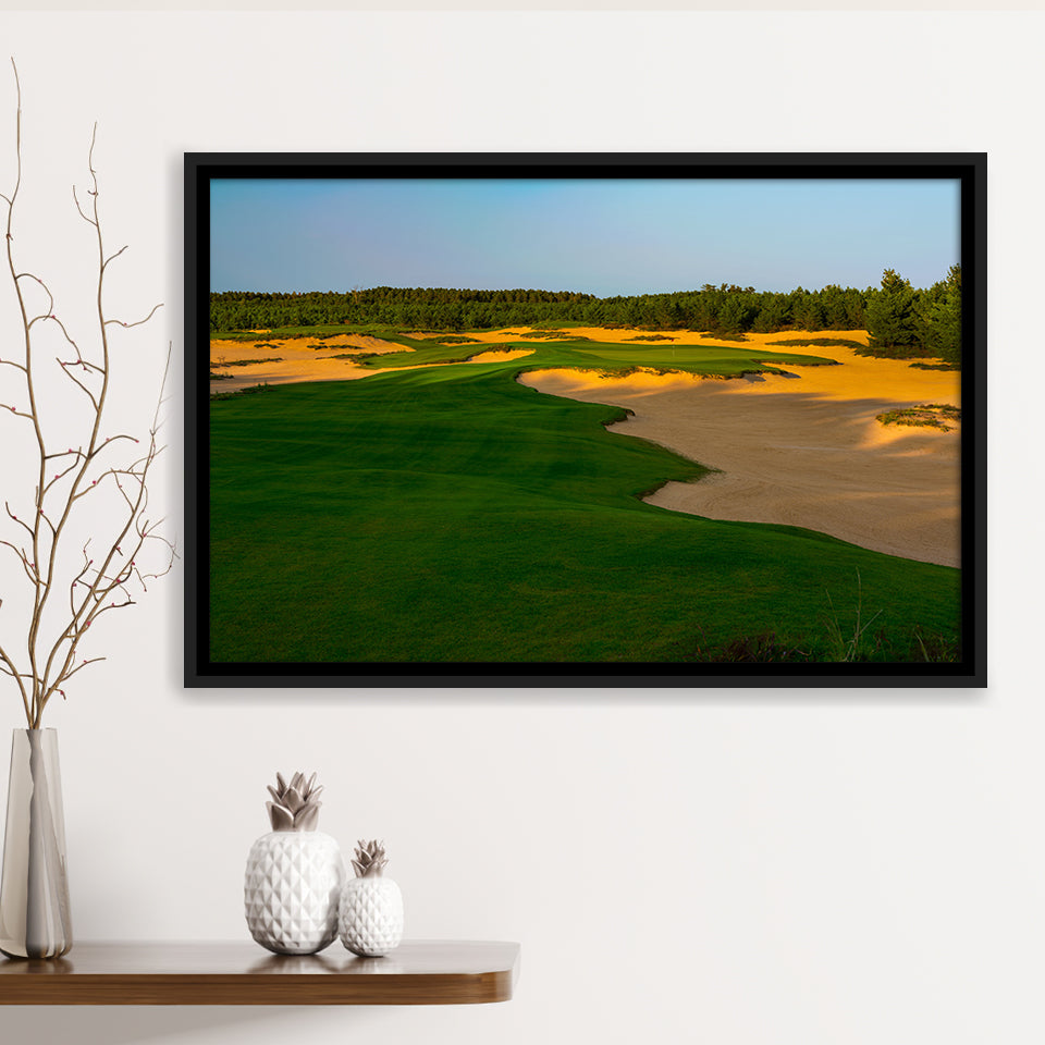 Sand Valley Golf Resort, Mammoth Dunes Course Hole 07, Nekoosa, Wisconsin, Framed Canvas Prints Wall Art Decor, Floating Frame