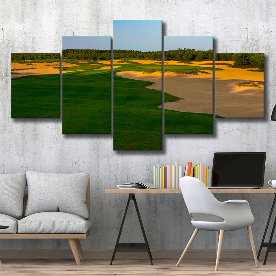 Sand Valley Golf Resort, Mammoth Dunes Course Hole 07, Nekoosa, Wisconsin, Golf Art Print, 5 Panels Canvas Prints Wall Art