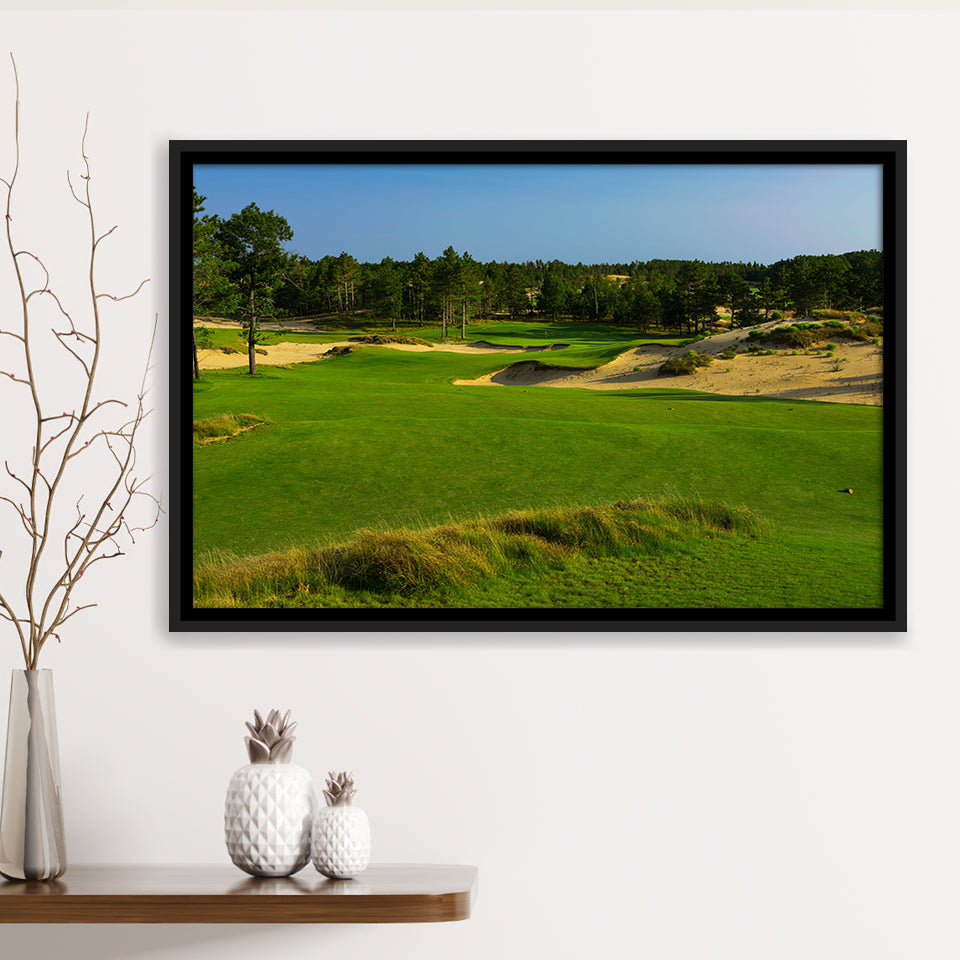 Sand Valley Golf Resort, Mammoth Dunes Course Hole 16, Nekoosa, Wisconsin, Framed Canvas Prints Wall Art Decor, Floating Frame