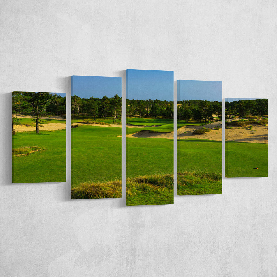 Sand Valley Golf Resort, Mammoth Dunes Course Hole 16, Nekoosa, Wisconsin, Golf Art Print, 5 Panels Canvas Prints Wall Art