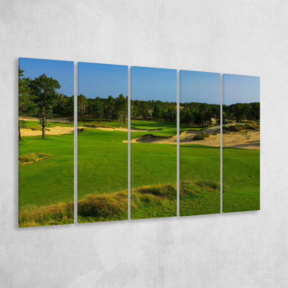 Sand Valley Golf Resort, Mammoth Dunes Course Hole 16, Nekoosa, Wisconsin, 5 Panels Extra Large Canvas Prints Wall Art Decor