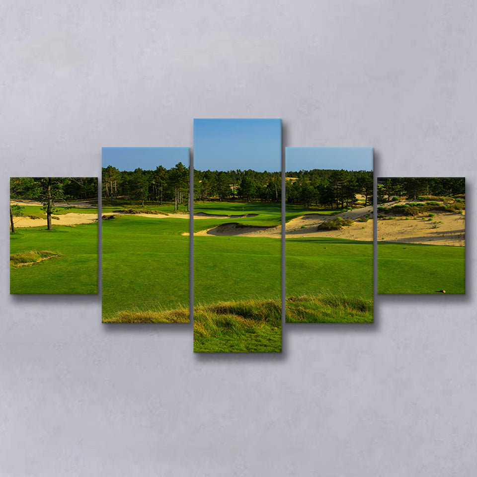 Sand Valley Golf Resort, Mammoth Dunes Course Hole 16, Nekoosa, Wisconsin, Golf Art Print, 5 Panels Canvas Prints Wall Art