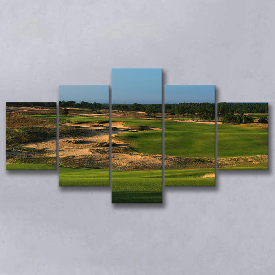 Sand Valley Golf Resort, Sand Valley Course Hole 01, Nekoosa, Wisconsin, Golf Art Print, 5 Panels Canvas Prints Wall Art