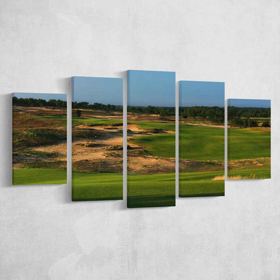 Sand Valley Golf Resort, Sand Valley Course Hole 01, Nekoosa, Wisconsin, Golf Art Print, 5 Panels Canvas Prints Wall Art