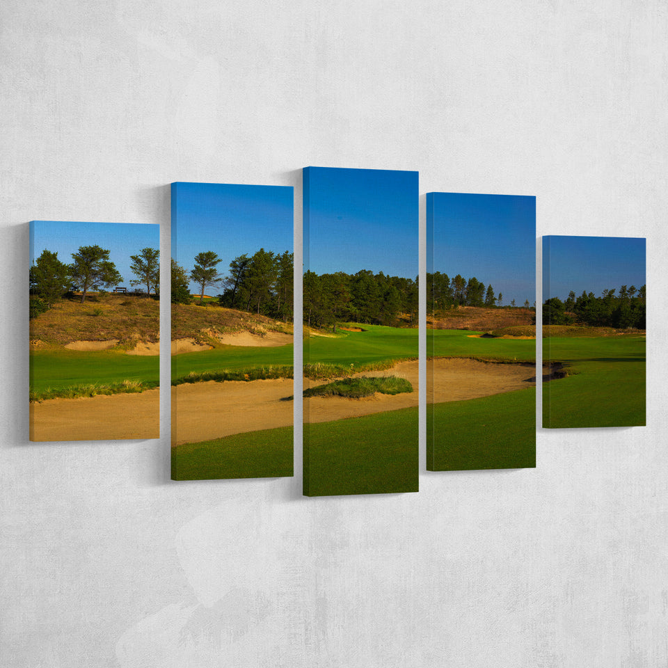 Sand Valley Golf Resort, Sand Valley Course Hole 07, Nekoosa, Wisconsin, Golf Art Print, 5 Panels Canvas Prints Wall Art