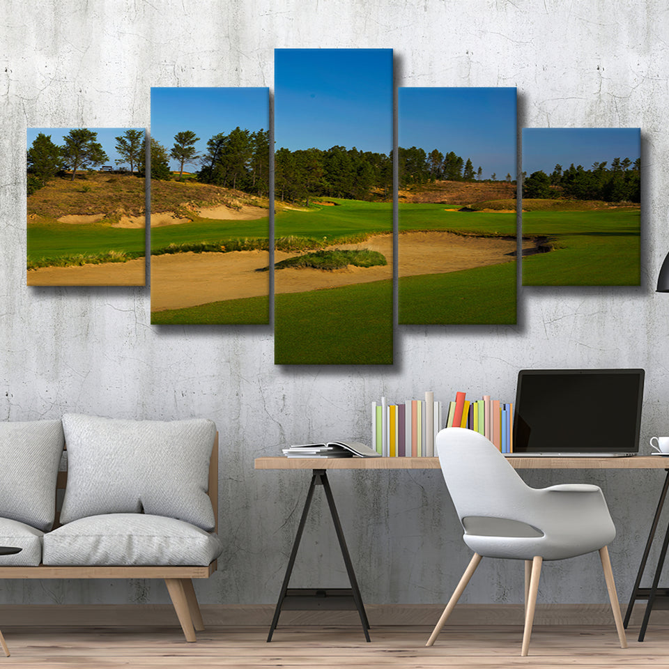 Sand Valley Golf Resort, Sand Valley Course Hole 07, Nekoosa, Wisconsin, Golf Art Print, 5 Panels Canvas Prints Wall Art