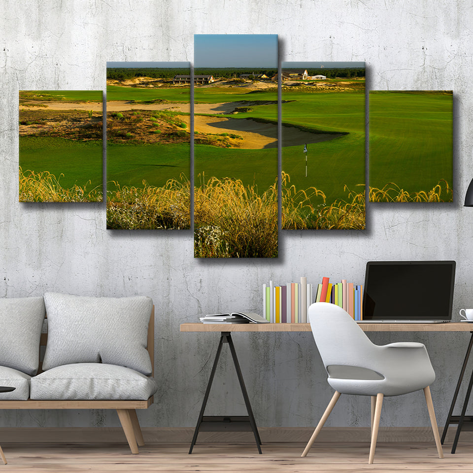 Sand Valley Golf Resort, Sand Valley Course Hole 18, Nekoosa, Wisconsin, Golf Art Print, 5 Panels Canvas Prints Wall Art