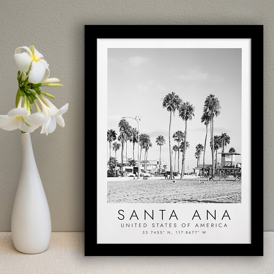 Santa Ana Usa Black And White Art Framed Art Prints Wall Art Decor, Framed Picture