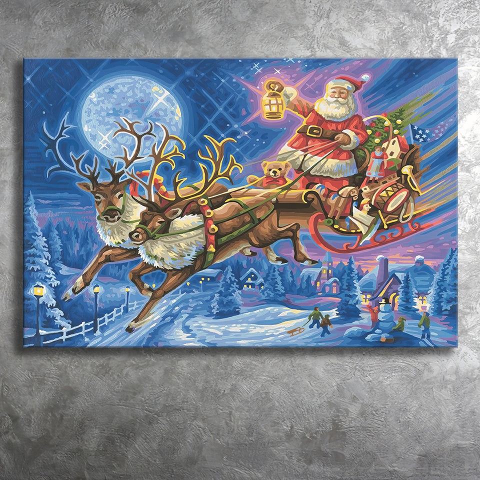 Santa Claus Painting Xmas Canvas Prints Wall Art - Painting Canvas, Home Wall Decor, For Sale, Canvas Gift