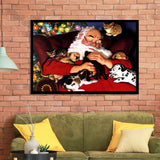 Santa Claus And Animal Art Framed Art Prints Xmas Wall Decor - Painting Art, Home Wall Art, Framed Picture