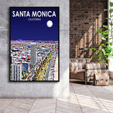Santa Monica CA Art V1, Large Canvas, Framed Canvas Print Wall Art Home Decor, Floating Frame