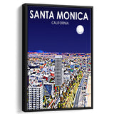 Santa Monica CA Art V1, Large Canvas, Framed Canvas Print Wall Art Home Decor, Floating Frame