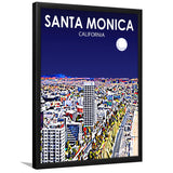 Santa Monica CA Art V1, City Art Print, Framed Art Print Wall Art Home Decor, Framed Picture