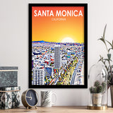Santa Monica CA Art, City Art Print, Framed Art Print Wall Art Home Decor, Framed Picture