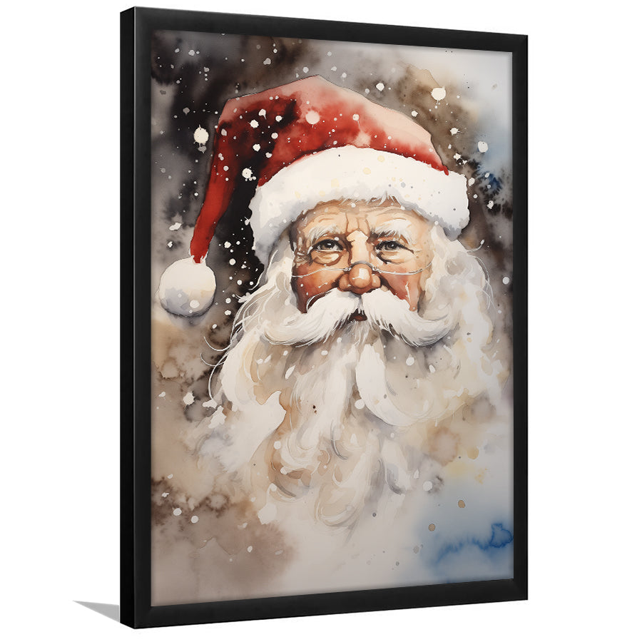 Santa Claus Portrait, Xmas Art Water Color Painting, Painting Art, Framed Art Prints Wall Decor