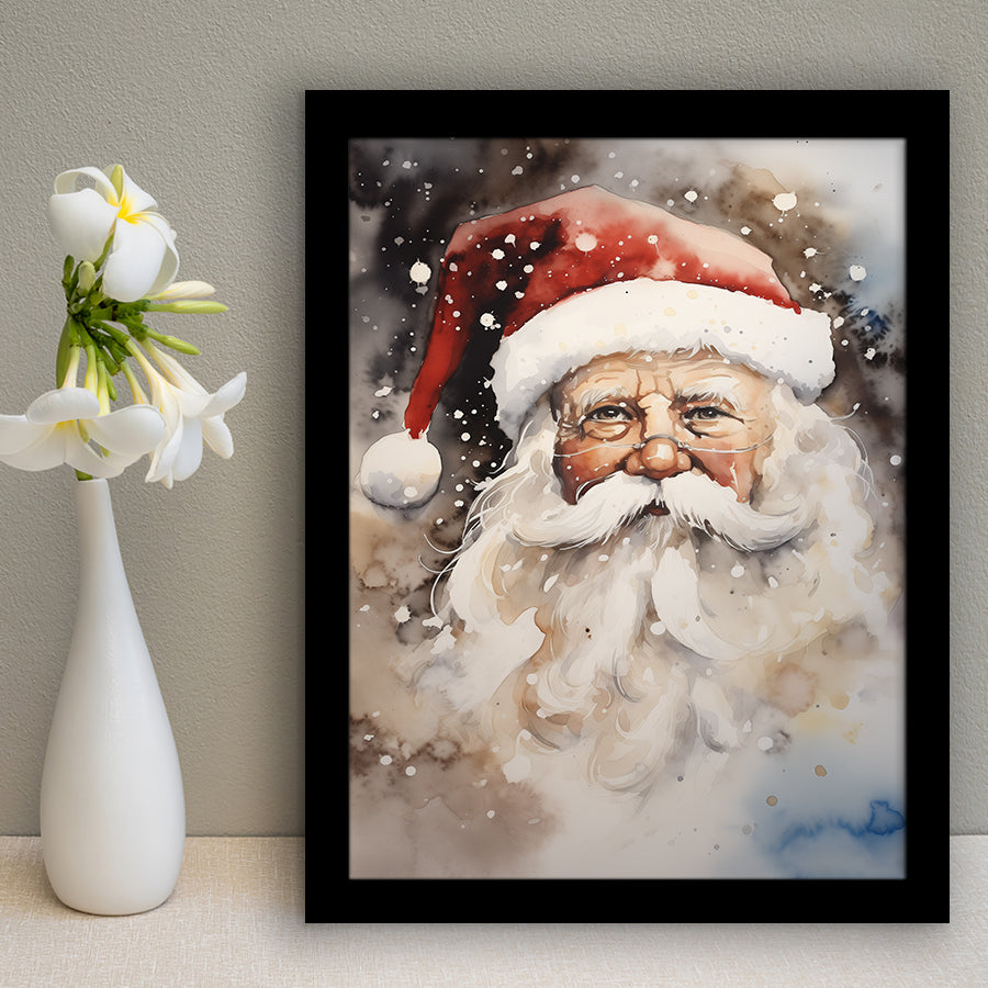Santa Claus Portrait, Xmas Art Water Color Painting, Painting Art, Framed Art Prints Wall Decor