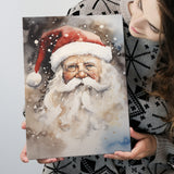 Santa Claus Portrait, Xmas Art Water Color Painting, Painting Art, Canvas Prints Wall Art Home Decor