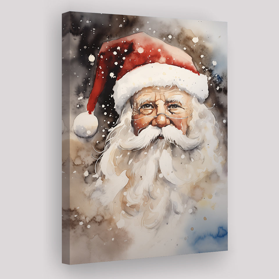 Santa Claus Portrait, Xmas Art Water Color Painting, Painting Art, Canvas Prints Wall Art Home Decor