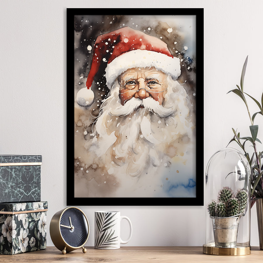 Santa Claus Portrait, Xmas Art Water Color Painting, Painting Art, Framed Art Prints Wall Decor