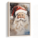 Santa Claus Portrait, Xmas Art Water Color Painting,Framed Canvas Prints,Floating Frame, Wall Art Home Decor