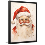 Santa Claus Smile Portrait, Xmas Art Water Color Painting, Painting Art, Framed Art Prints Wall Decor