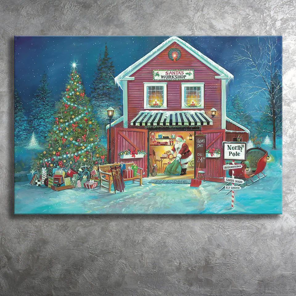 Santas Workshop Xmas Canvas Prints Wall Art - Painting Canvas, Home Wall Decor, For Sale, Canvas Gift