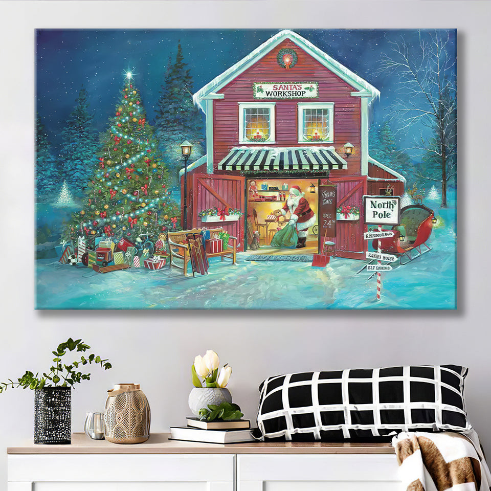 Santas Workshop Xmas Canvas Prints Wall Art - Painting Canvas, Home Wall Decor, For Sale, Canvas Gift