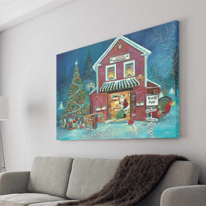 Santas Workshop Xmas Canvas Prints Wall Art - Painting Canvas, Home Wall Decor, For Sale, Canvas Gift