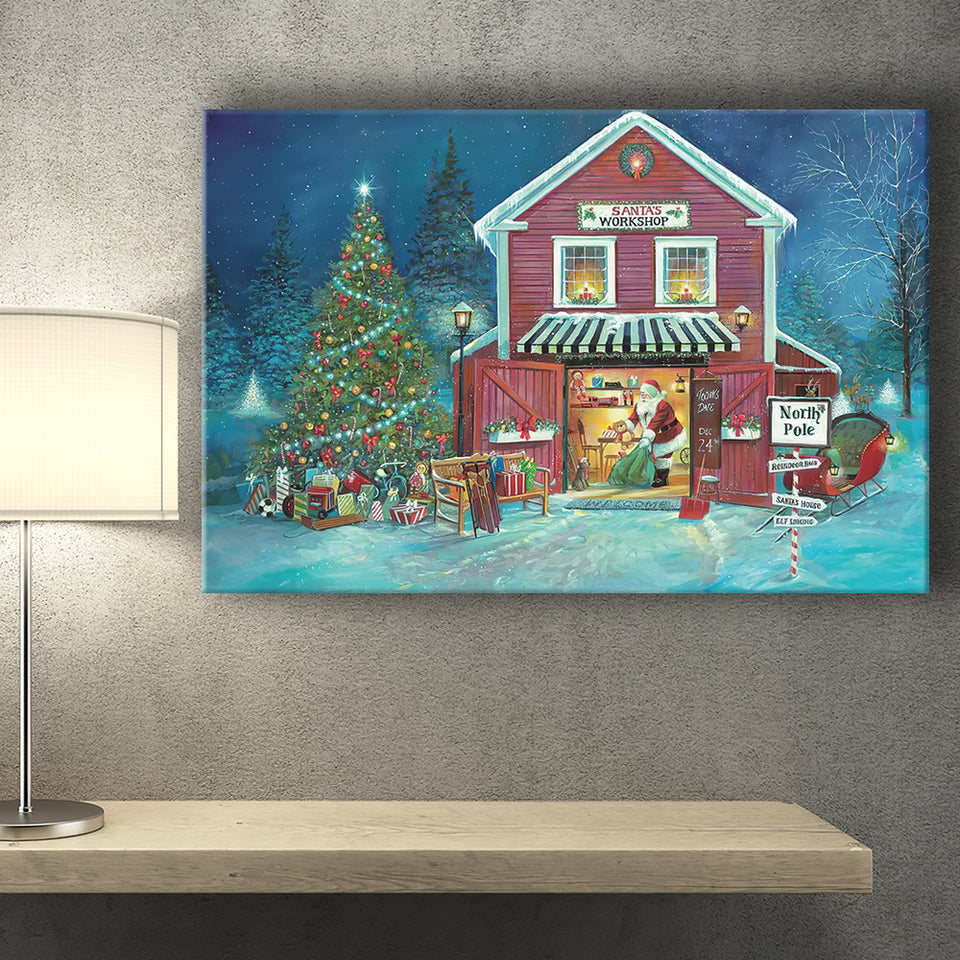 Santas Workshop Xmas Canvas Prints Wall Art - Painting Canvas, Home Wall Decor, For Sale, Canvas Gift