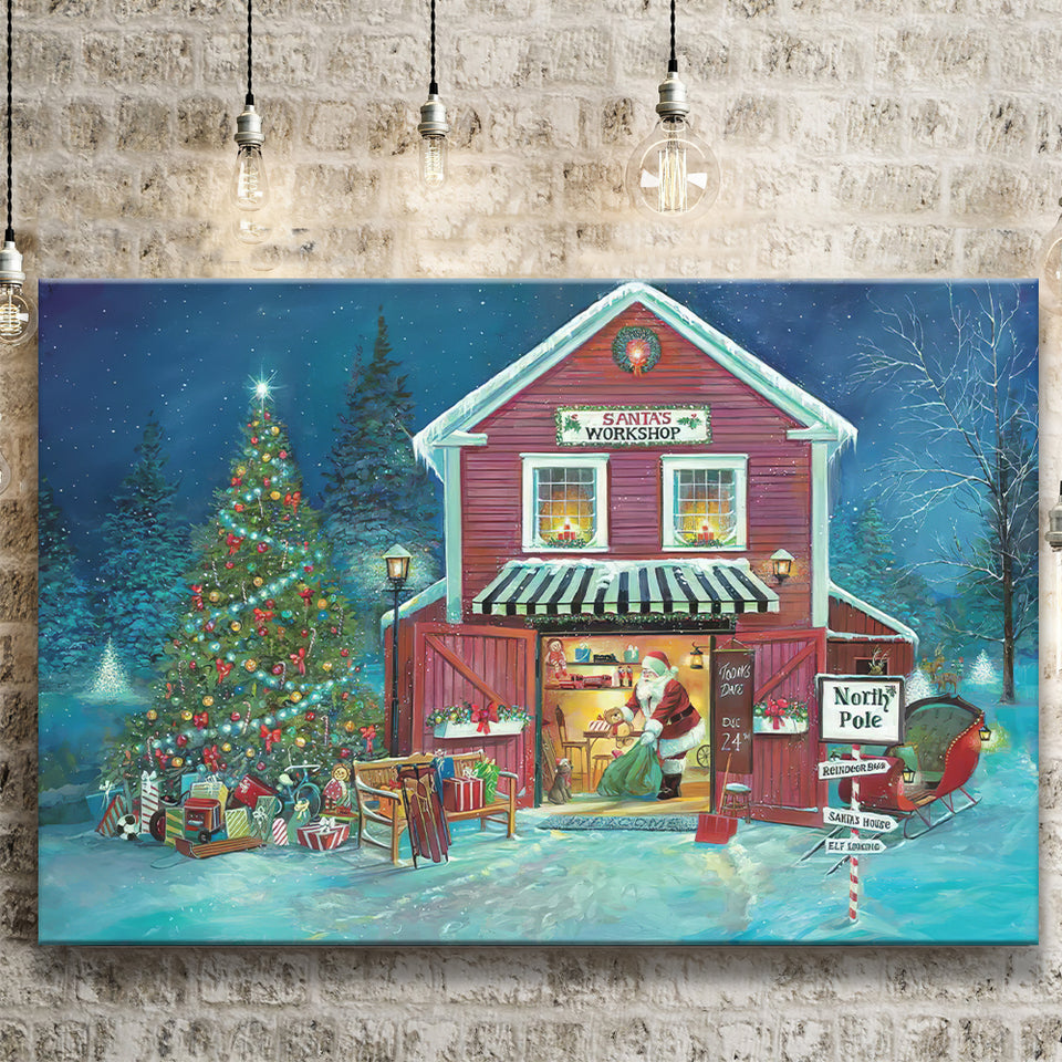 Santas Workshop Xmas Canvas Prints Wall Art - Painting Canvas, Home Wall Decor, For Sale, Canvas Gift
