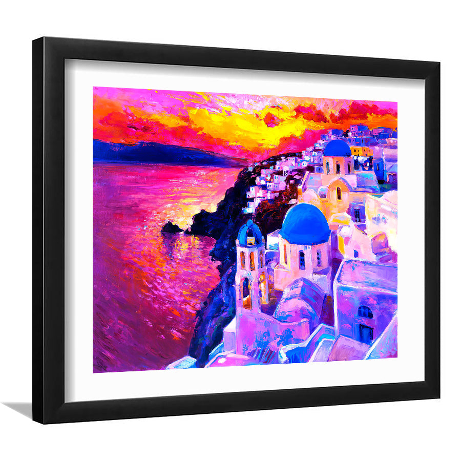 Santorini Seascape Framed Wall Art - Framed Prints, Art Prints, Home Decor, Painting Prints