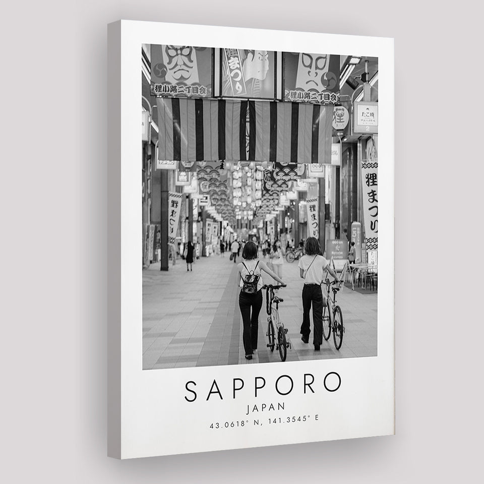 Sapporo Japan Black And White Art Canvas Prints Wall Art Home Decor