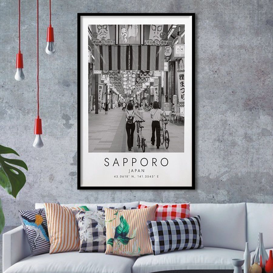 Sapporo Japan Black And White Art Framed Art Prints Wall Art Decor, Framed Picture