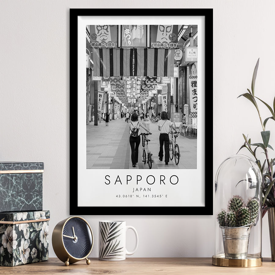 Sapporo Japan Black And White Art Framed Art Prints Wall Art Decor, Framed Picture