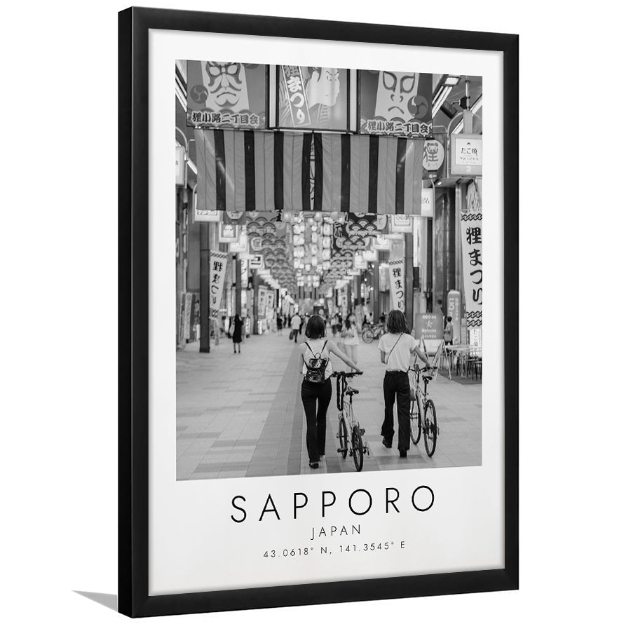 Sapporo Japan Black And White Art Framed Art Prints Wall Art Decor, Framed Picture
