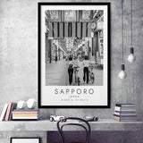 Sapporo Japan Black And White Art Framed Art Prints Wall Art Decor, Framed Picture
