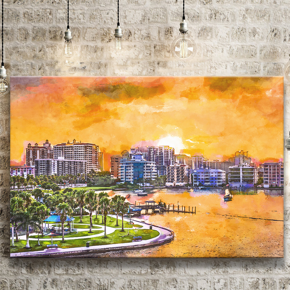 Miami Beach Florida Usa Cityscape On City Art Watercolor Canvas Prints –  UnixCanvas