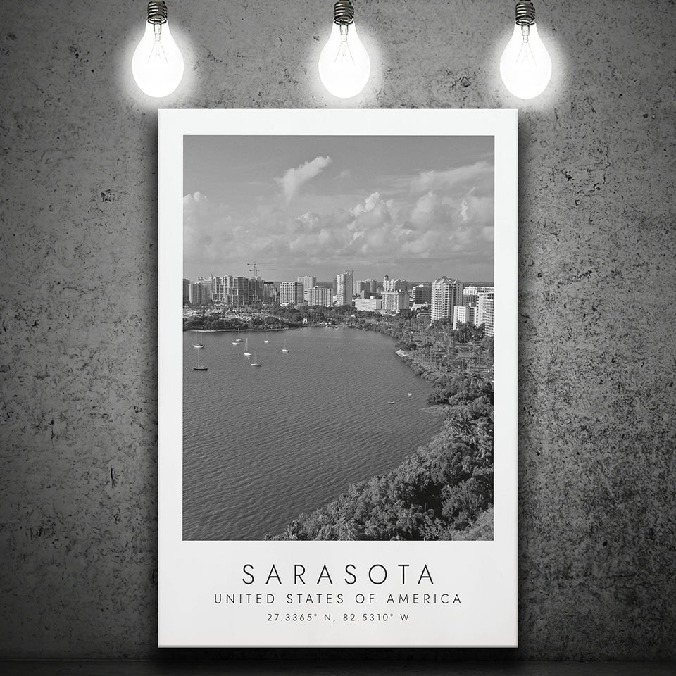 Sarasota Usa Black And White Art Canvas Prints Wall Art Home Decor