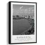 Sarasota Usa Black And White Art Framed Canvas Prints Wall Art Home Decor, Floating Frame