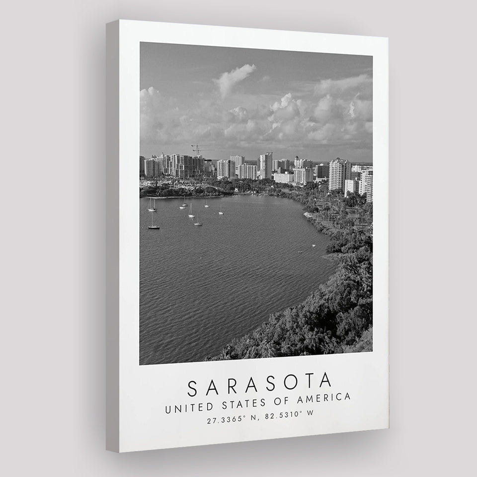 Sarasota Usa Black And White Art Canvas Prints Wall Art Home Decor